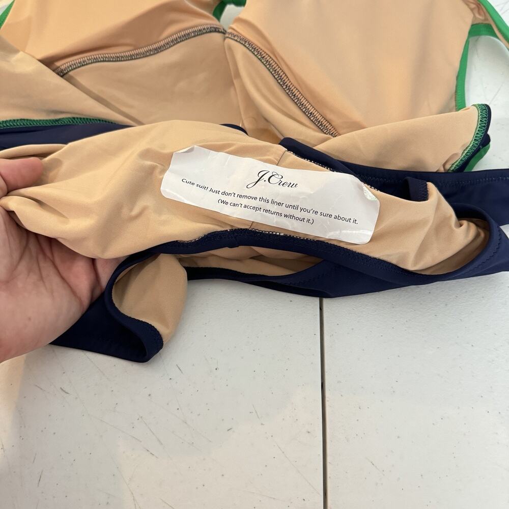J. Crew Cutout One-Piece Swimsuit with Bow Size 3X Green Blue Colorblock New - Picture 5 of 12